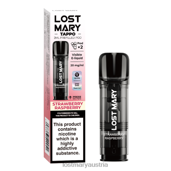 Lost Mary Tappo vorgefüllte Kapseln – 20 mg – 2 Stück Erdbeer-Himbeere- Lost Mary Kaufen Osterreich24NB178
