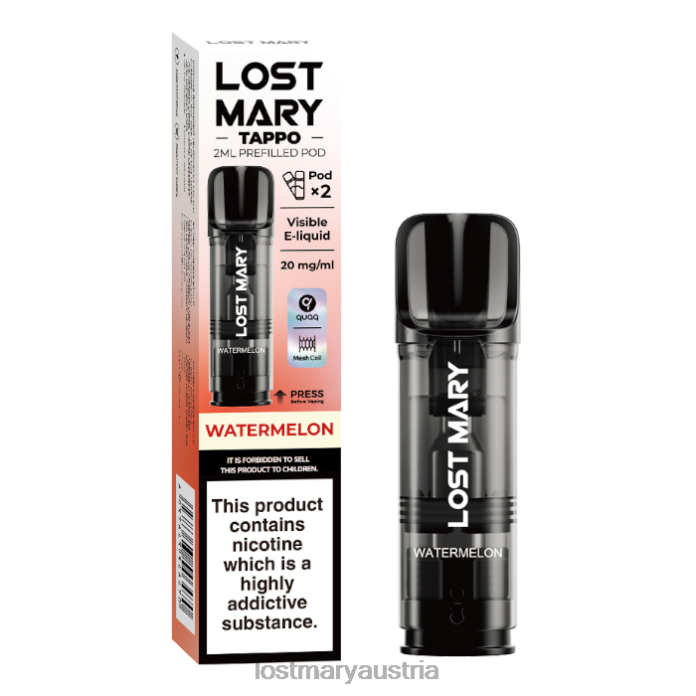 Lost Mary Tappo vorgefüllte Kapseln – 20 mg – 2 Stück Wassermelone- Lost Mary Vape Sorten24NB177